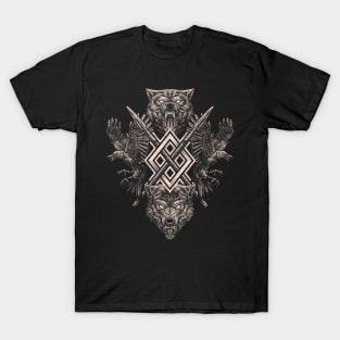 Viking Wolf Raven of Odin Norse Pagan Gungnir T-Shirt